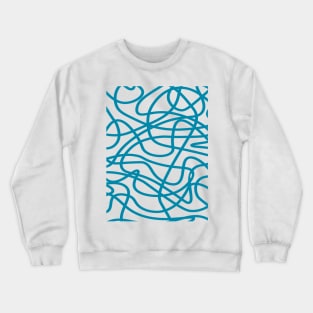 Blue random abstract doodle lines pattern Crewneck Sweatshirt